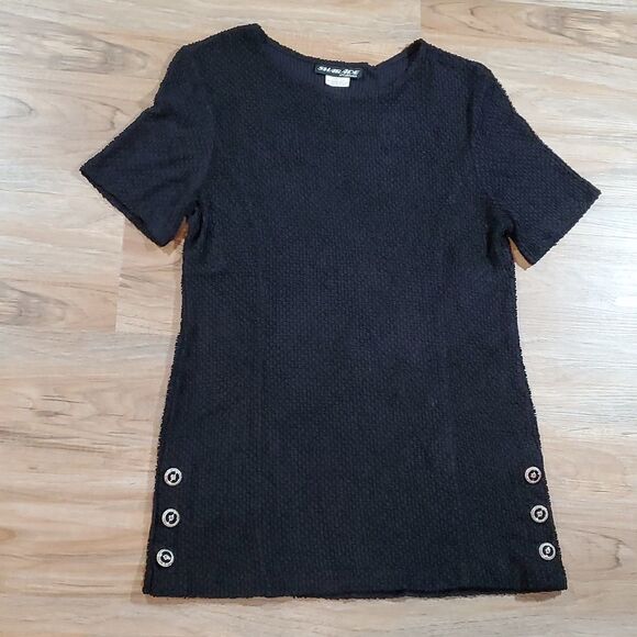 🔺️Vintage Sharade Black Crinkle Tunic/Mini Dress Size 10 - Picture 1 of 7